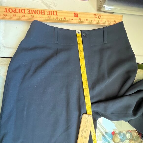 Michael Kors Pants Size 6 Wool Wide Leg Flat Front High Waist Navy Blue Classic - Picture 6 of 7